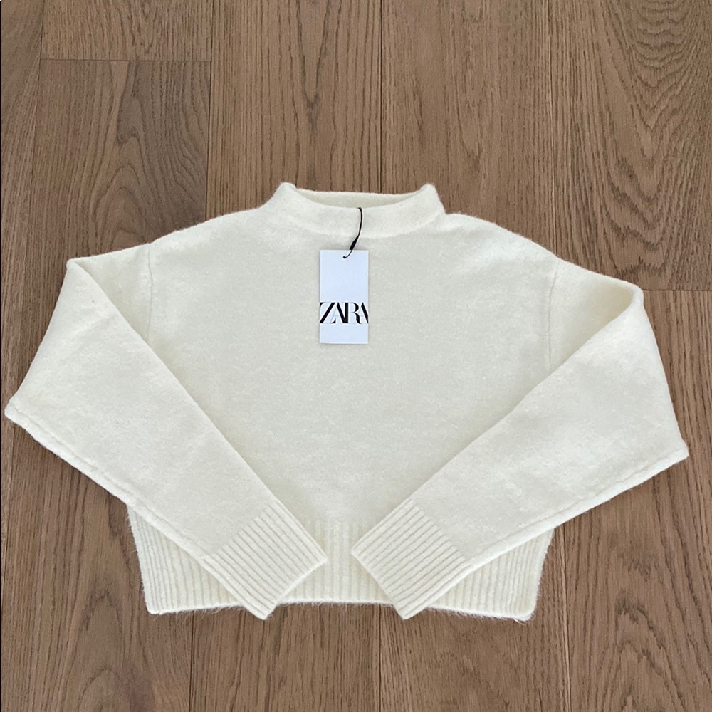 Zara Cream Mock Neck Sweater